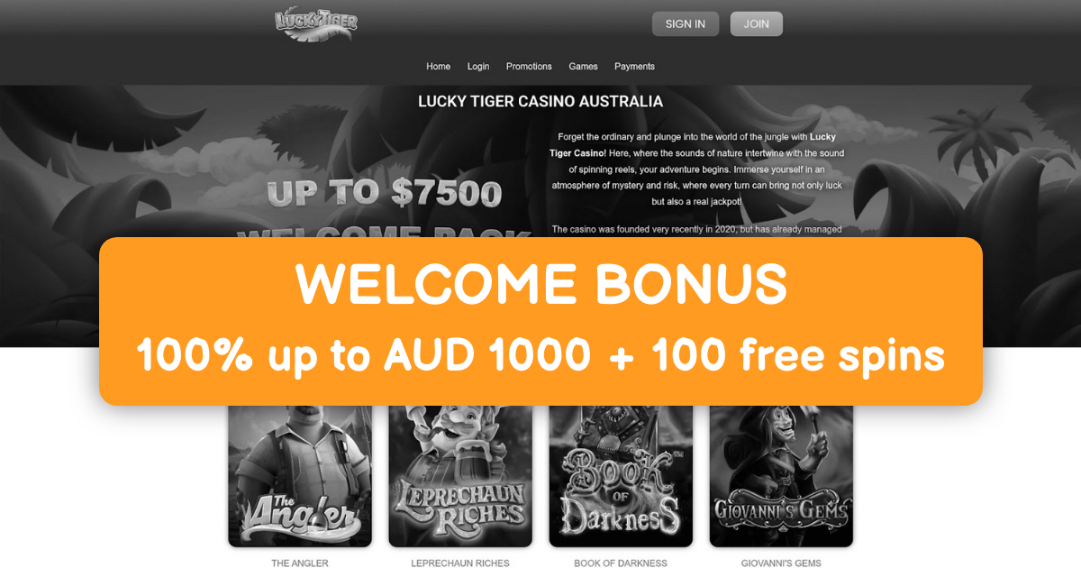 Lucky Tiger Casino welcome bonus